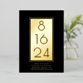 Invitation En Aluminium Chic Modern Enregistrer la date Votre date en or (Debout devant)