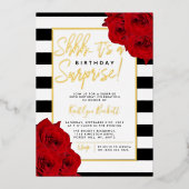 Invitation En Aluminium Chic Moderne Luxe Shhh... Anniversaire surpris rée (Recto)