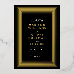 Invitation En Aluminium Chic moderne Mariage à cadre rayé RÉEL