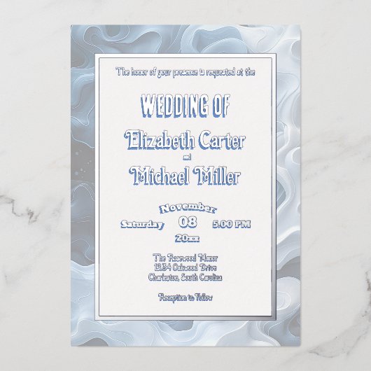 Invitation En Aluminium Chic Moderne Quirky Blue Pastels (Recto)