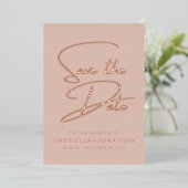 Invitation En Aluminium Chic Monochromatique Rose Or Enregistrer La Date (Debout devant)