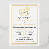 Invitation En Aluminium Chic Monogramme Mariage Anneaux Réel (Recto)