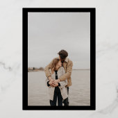 Invitation En Aluminium Chic noir calligraphie mariage or (Verso)