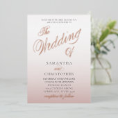 Invitation En Aluminium Chic Rose Gold Calligraphie Le Mariage De (Debout devant)