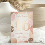 Invitation En Aluminium Chic rose or parties scintillant rose ballon Sweet<br><div class="desc">Un rose moderne, chic et élégant paillettes d'or doux 16 ans invitation à la fête avec une typographie moderne 16 avec parties scintillant d'or rose ballons rose avec rose pastel peint à la main, parties scintillant d'or rose, paillettes, véritable feuille d'or rose, ballons de cluster rose pâle avec élégante typographie...</div>