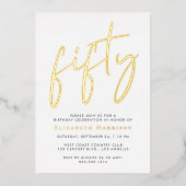 Invitation En Aluminium Chic Script 50e fête d'anniversaire (Recto)