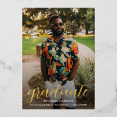 Invitation En Aluminium Chic Script Photo Graduation Gold (Recto)