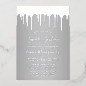 Invitation En Aluminium Chic Silver Drips Sweet 16 Anniversaire fête (Recto)