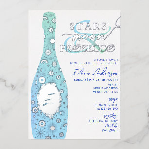 Invitation En Aluminium Chic Stars Moon & Prosecco Fête des mariées célest