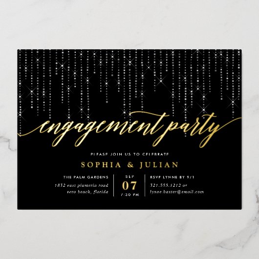 Invitation En Aluminium Chic String Lights (Recto)