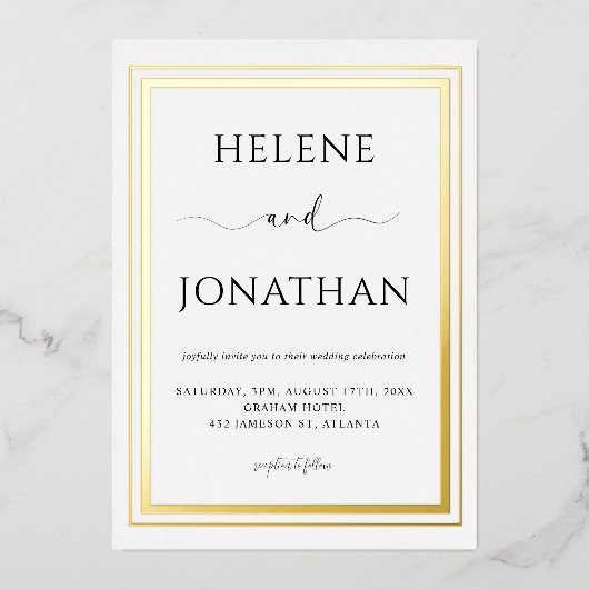 Invitation En Aluminium Chic tendance Calligraphie moderne élégant Mariage (Recto)