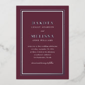 Invitation En Aluminium Chic Vin & Silver Moderne Élégant Mariage photo (Recto)