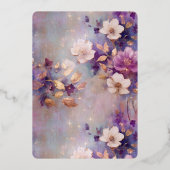 Invitation En Aluminium Chic violet or blanc Fête des mariées florale (Verso)