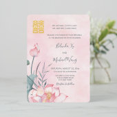 Invitation En Aluminium Chinois bilingue | Lotus Mariage (Debout devant)