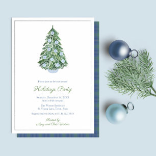 Invitation En Aluminium Chinoiserie Chic Fêtes de Noël Bleu