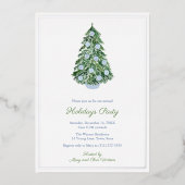 Invitation En Aluminium Chinoiserie Chic Noël Fête Bleu (Recto)