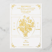 Invitation En Aluminium Chinoiserie Elégant Bouquet Bleu Mariage victorien (Recto)