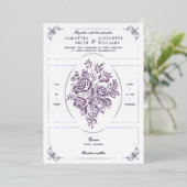 Invitation En Aluminium Chinoiserie Purple Rose Bouquet Mariage victorien (Debout devant)