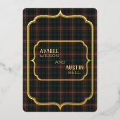 Invitation En Aluminium Chisholm Hunting Tartan Or Feuille (Recto)