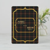 Invitation En Aluminium Chisholm Hunting Tartan Or Feuille (Debout devant)