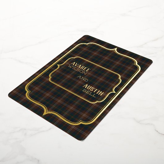Invitation En Aluminium Chisholm Hunting Tartan Or Feuille (Rotation)