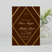 Invitation En Aluminium Chocolat diamant moderne Brown Mariage or (Debout devant)