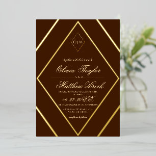 Invitation En Aluminium Chocolat diamant moderne Brown Mariage or