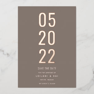 Invitation En Aluminium Chocolat Minimaliste pour Sauvegarder la Date