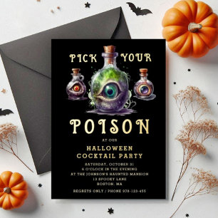 Invitation En Aluminium Choisissez Votre Poison Soirée Cocktail Halloween