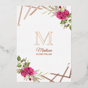 Invitation En Aluminium Christening Forme Botanique Géométrique Initiale