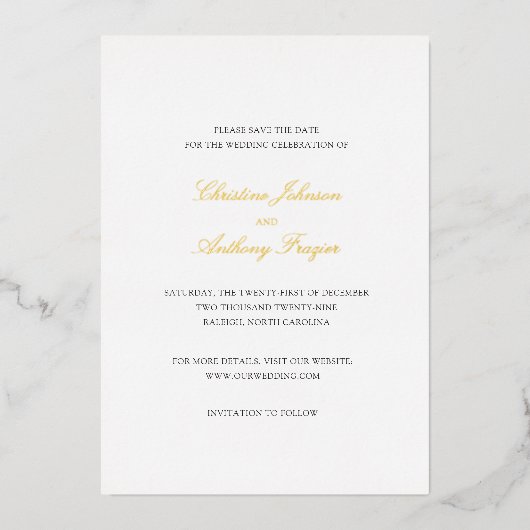 Invitation En Aluminium Christine Elegant Wedding Enregistrer la date (Recto)