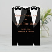 Invitation En Aluminium Christmas Gay Enregistrer La Date Rose Gold Foil C (Debout devant)