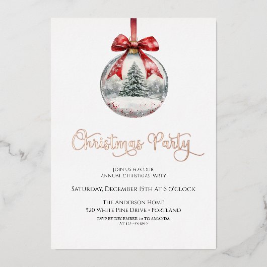 Invitation En Aluminium  Christmas ornament Holiday Party (Recto)