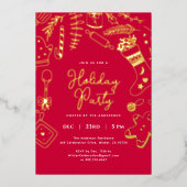 Invitation En Aluminium Christmas Red Hand Drawn Holiday Baking Party  (Recto)