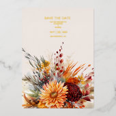 Invitation En Aluminium Chute Burange Aquarelle Orange Pampas Grass Mariag (Recto)