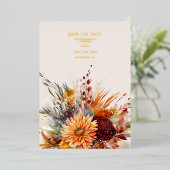 Invitation En Aluminium Chute Burange Aquarelle Orange Pampas Grass Mariag (Debout devant)