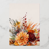Invitation En Aluminium Chute Burange Aquarelle Orange Pampas Grass Mariag (Verso)