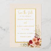 Invitation En Aluminium Chute dorée Terracotta Floral (Recto)