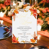 Invitation En Aluminium Chute en amour Elegant Boho Floral Mariage Gold