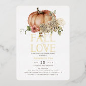 Invitation En Aluminium Chute en amour Floral Orange Citrouille Fête des m (Recto)