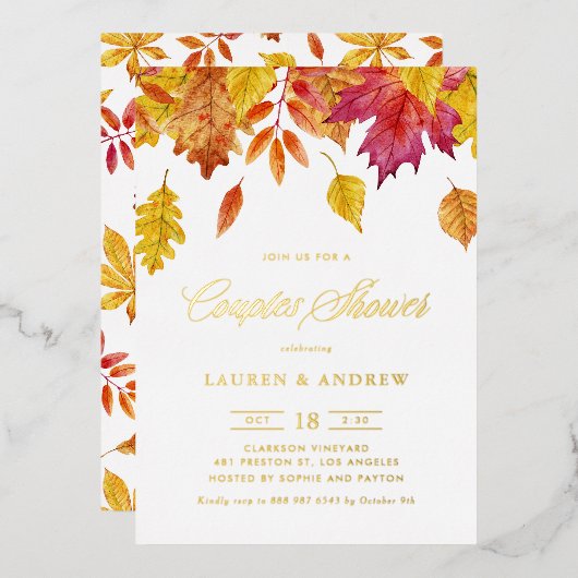 Invitation En Aluminium Chute Feuille Garland Automne Couples Douche (Recto/Verso)