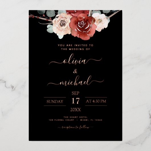 Invitation En Aluminium Chute Mariage romantique des Eucalyptus de Bourgog (Recto)