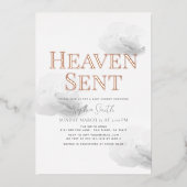 Invitation En Aluminium Ciel envoyé Grey Cloud Baby shower neutre (Recto)