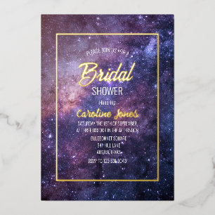 Invitation En Aluminium Ciel Galaxie Cadre Doré Feuille Mariage