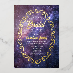 Invitation En Aluminium Ciel Galaxie Cadre Feuille D'or Baby Shower
