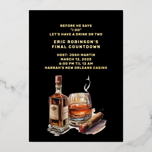 Invitation En Aluminium Cigar Groom Bachelor Party (Recto)