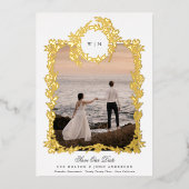 Invitation En Aluminium Cimier Botanique Monogramme Cadre Photo Véritable  (Devant)