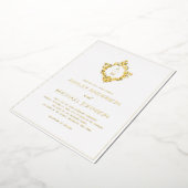 Invitation En Aluminium Cimier Monogramme 2 Initiales Elégant Mariage Or (Rotation)