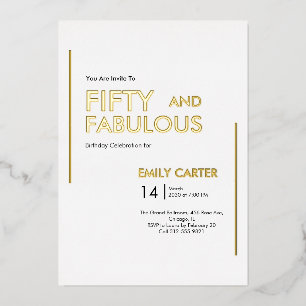 Invitation En Aluminium Cinquante ans et fabuleuse fête d'anniversaire de