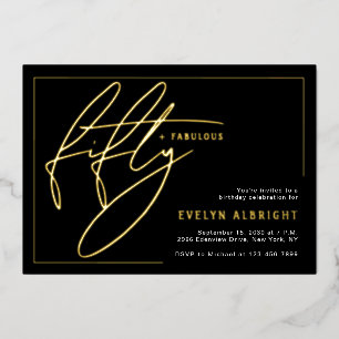 Invitation En Aluminium Cinquante ans et Fabuleux Minimal 50e Anniversaire